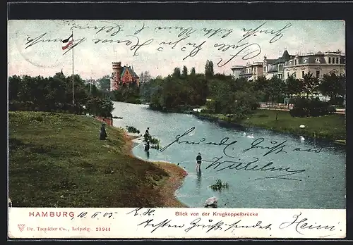 AK Hamburg-Harvestehude, Blick von der Krugkoppelbrücke