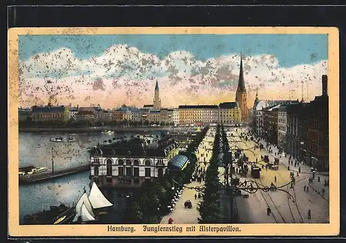 AK Hamburg-Neustadt, Jungfernstieg mit Alsterpavillon