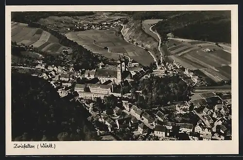 AK Zwiefalten (Württ.), Totalansicht vom Flugzeug aus