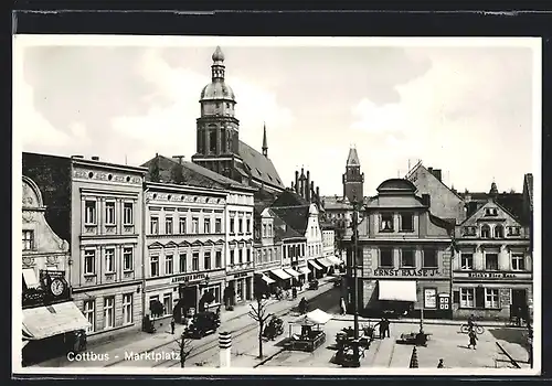 AK Cottbus, Strassenpartie am Marktplatz