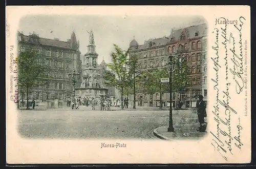AK Hamburg-St.Georg, Strassenpartie auf dem Hansaplatz