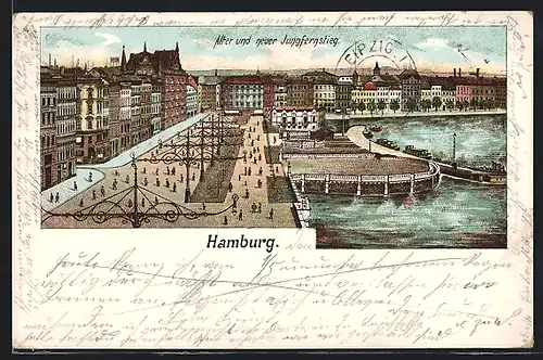 Lithographie Hamburg-Neustadt, Alter und neuer Jungfernstieg