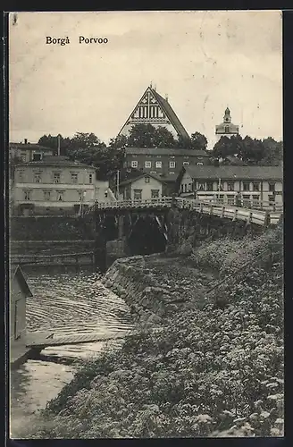 AK Porvoo, Brückenansicht mit Ort