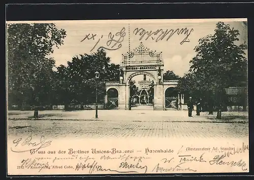 AK Berlin, Berliner Unions-Brauerei von Ad. Staudte, Hasenhaide