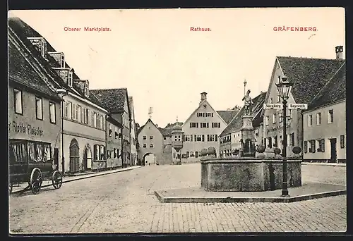 AK Gräfenberg, Blick auf den Oberen Marktplatz mit Rathaus