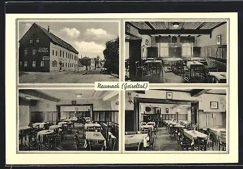 AK Neumark (Geiseltal), Gasthof Thuringia, Innen- und Aussenansichten