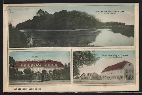 AK Gebesee, Gasthof zum Ritter an der Chaussee nach Audisleben, Schloss