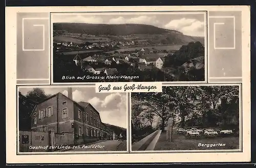 AK Gross-Wangen, Gesamtansicht, Gasthof zur Linde, Inh. Aug. Pfaff und Berggarten