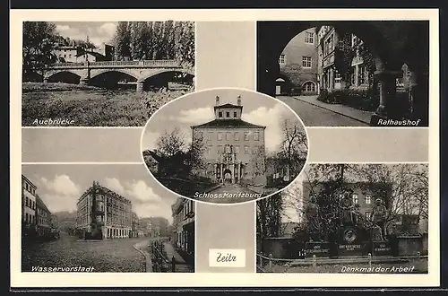 AK Zeitz, Schloss Moritzburg, Rathaushof, Denkmal der Arbeit