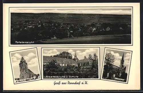AK Donndorf a. U., Gesamtansicht, Kirche, Klosterkirche und Schule