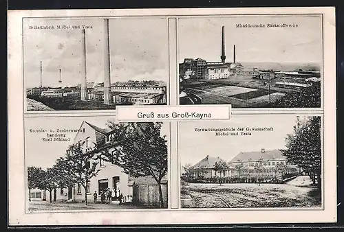 AK Gross-Kayna, Kolonial- u. Zuckerwarenhandlung Emil Böhland, Mitteldeutsche Stickstoffwerke