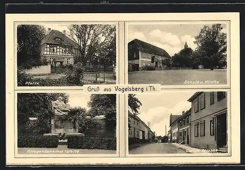 AK Vogelsberg, Pfarre, Schule und Kirche, Kriegerdenkmal, Lange Strasse