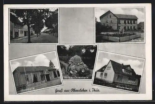 AK Olbersleben i. Thür., Turnhalle, Kinderheim, Turner-Ehrenhain