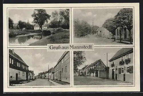 AK Mannstedt, Brauhaus-Brücke, Langestrasse, Lindenstrasse