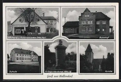 AK Wallendorf, Schule, Kirche, Bahnhof