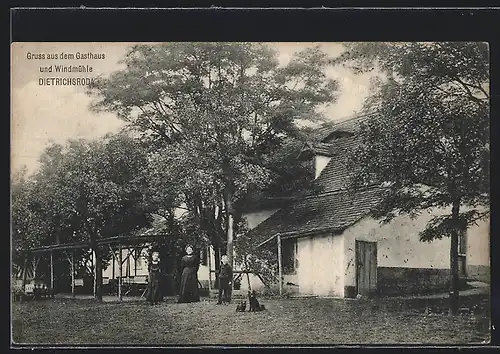 AK Dietrichsroda, Gasthaus und Windmühle