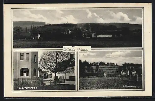 AK Billroda, Dorfstrasse, Mühlweg, Totalansicht von den Feldern aus