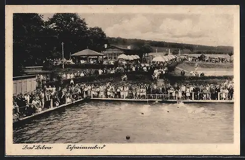 AK Bad Bibra /Thür., Das Schwimmbad an einem Besucherreichen Tag