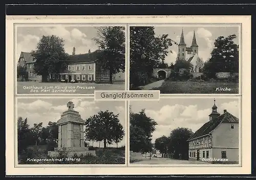AK Gangloffsömmern, Gasthaus zum König von Preussen, Dorfstrasse, Kirche