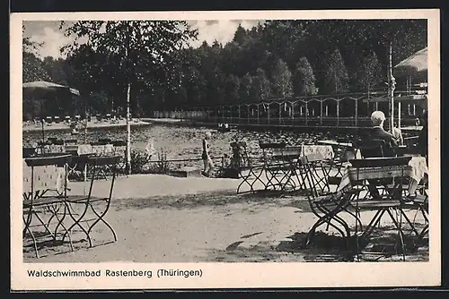 AK Rastenberg /Thür., Waldschwimmbad, Terrasse