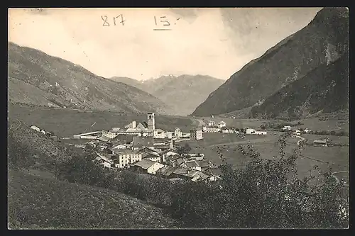 AK Münster in Münstertal, Ortsansicht vor Bergpanorama