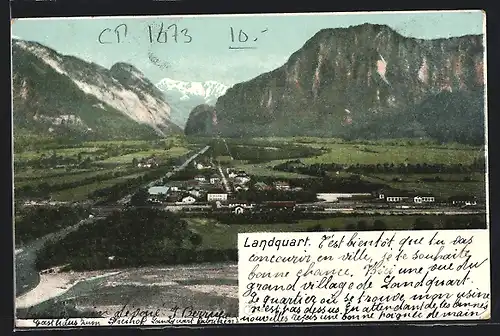 AK Landquart, Panorama mit Bergblick