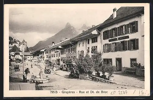 AK Gruyères, Rue et Dt. de Broc, Ortspartie