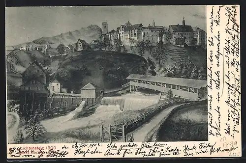 Künstler-AK Lichtensteig, Darstellung anno 1800