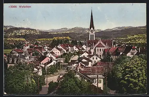 AK Wetzikon, Totale mit Kirche