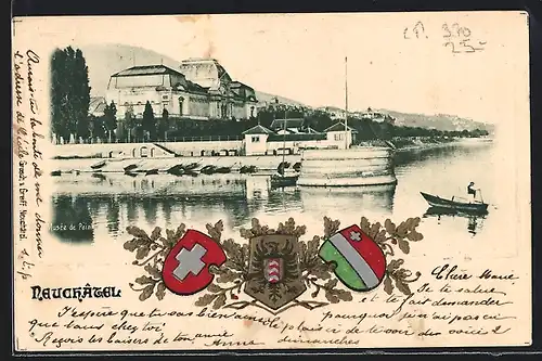 Präge-AK Neuchâtel, Panorama, Wappen