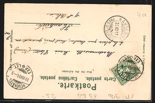 Präge-AK Neuchâtel, Panorama, Wappen