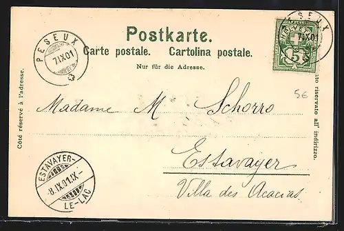 Präge-AK Neuchâtel, Ortspartie, Denkmal, Strassenpartie