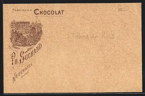 Künstler-AK Neuchatel, Fabrique de Chocolat No. 3 Ph. Suchard