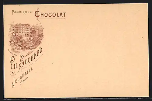 Künstler-AK Neuchatel, Fabrique de Chocolat No. 3 Ph. Suchard