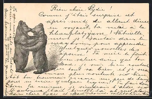 AK Zwei Bären küssen sich, vermenschlichte Tiere