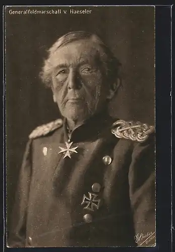 AK Generalfeldmarschall von Haeseler in Uniform mit Pour le Mérite und EK I