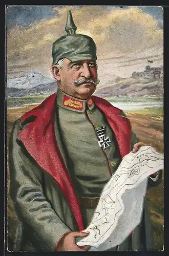 AK Heerführer General von Linsingen mit Pickelhaube