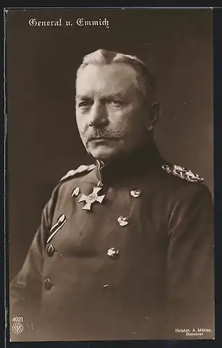 AK Heerführer General von Emmich in Uniform mit Orden
