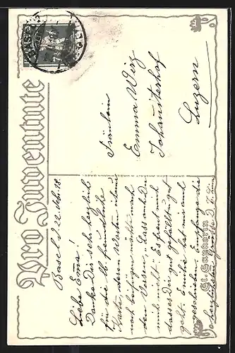 Künstler-AK St. Saphorin, Kirche von oben