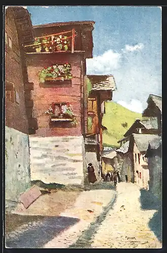 Künstler-AK Grimentz von Francis Portier, Pro Juventute