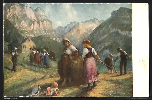 AK Heuernte 1894 von E. Rittmeyer 1820-1904