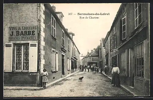 AK Sermaises-du-Loiret, Rue de Chartres, Strassenpartie