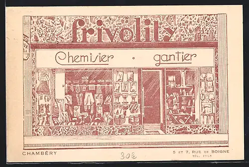 Künstler-AK Chambéry, Chemisier gantier frivolity, 5 et 7, Rue de Boigne