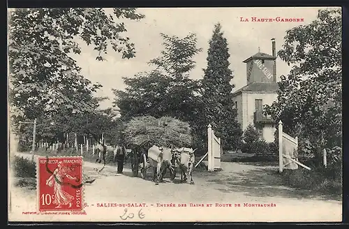 AK Salies-du-Salut, Entrée des Bains et Route de Montsaunès