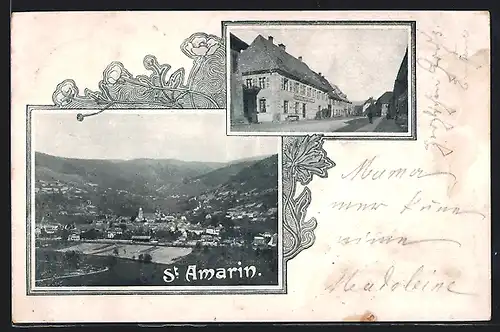 AK St. Amarin, Ortsansicht im Tal, Strassenpartie