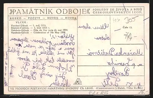 Künstler-AK Verchnie-Udinsk, Fête du 1ier mois de mai 1918, Arbeiterbewegung