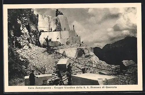 AK Carrara, Cava Zampognone, Gruppo Giardino della S. A. Henraux die Querceta, Marmorsteinbruch