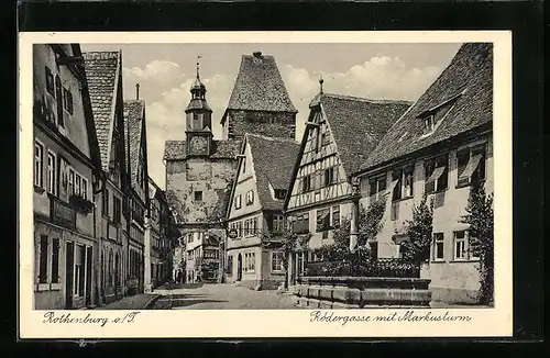 AK Rothenburg, Rödergasse mit Markusturm