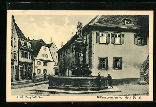 AK Bad Mergentheim, Kiliansbrunnen vor dem Spital