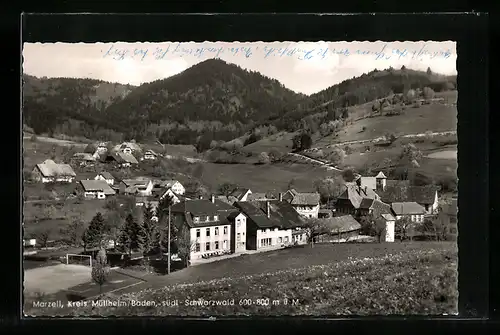 AK Marzell Krs. Müllheim /Baden, Ortsansicht von einem Berg aus